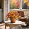 6 Bundles UV-Resistant Artificial Mums Daisy Flowers – Faux Silk Purple & Orange Spring Fall Plants for Outdoor Porch, Patio, Garden & Window Box Decor